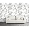 Papel de Parede Triângulos Branco e Cinza Arte Destaque 3,50 Metros - 1