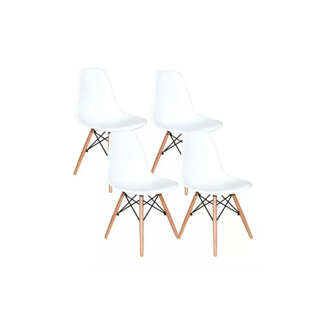 Kit 04 Cadeiras de Jantar Charles Eames Dkr Eiffel Cor Branco Bering