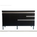 Ver imagem 1 de Gabinete Balcão para Pia de 2m Michelangelo Preto Fosco Frente com Laterais em Branco Fosco 100% Mdf