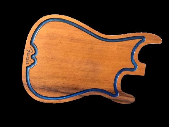 Tabua de churrasco guitarra com resina azul - 4