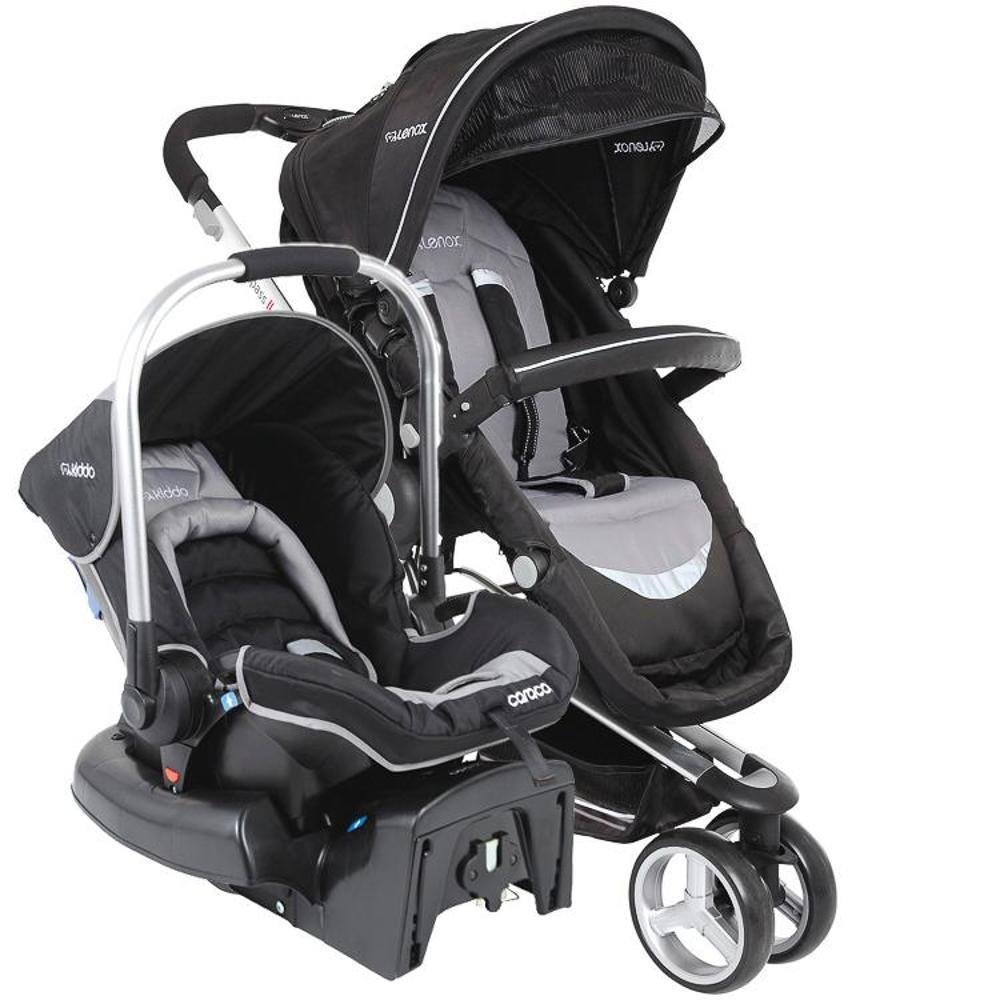 Kit Carrinho Bebê II Kiddo Preto com Bebê Conforto | MadeiraMadeira