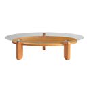 Ver imagem 1 de Mesa de Centro para Sala de Estar com Vidro e Madeira Maciça Prisma