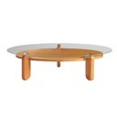 Ver imagem 1 de Mesa de Centro para Sala de Estar com Vidro e Madeira Maciça Prisma