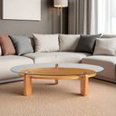 Ver imagem 2 de Mesa de Centro para Sala de Estar com Vidro e Madeira Maciça Prisma