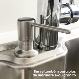 Porta Detergente Dispenser De Embutir Inox Escovado 320ml Bico Reto Porta Sabonete Liquido Para Banc - 3