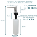 Ver imagem 4 de Porta Detergente Dispenser De Embutir Inox Escovado 320ml Bico Reto Porta Sabonete Liquido Para Banc