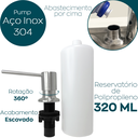 Ver imagem 2 de Porta Detergente Dispenser De Embutir Inox Escovado 320ml Bico Reto Porta Sabonete Liquido Para Banc