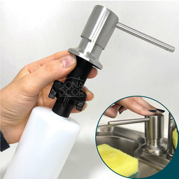 Porta Detergente Dispenser De Embutir Inox Escovado 320ml Bico Reto Porta Sabonete Liquido Para Banc - 5