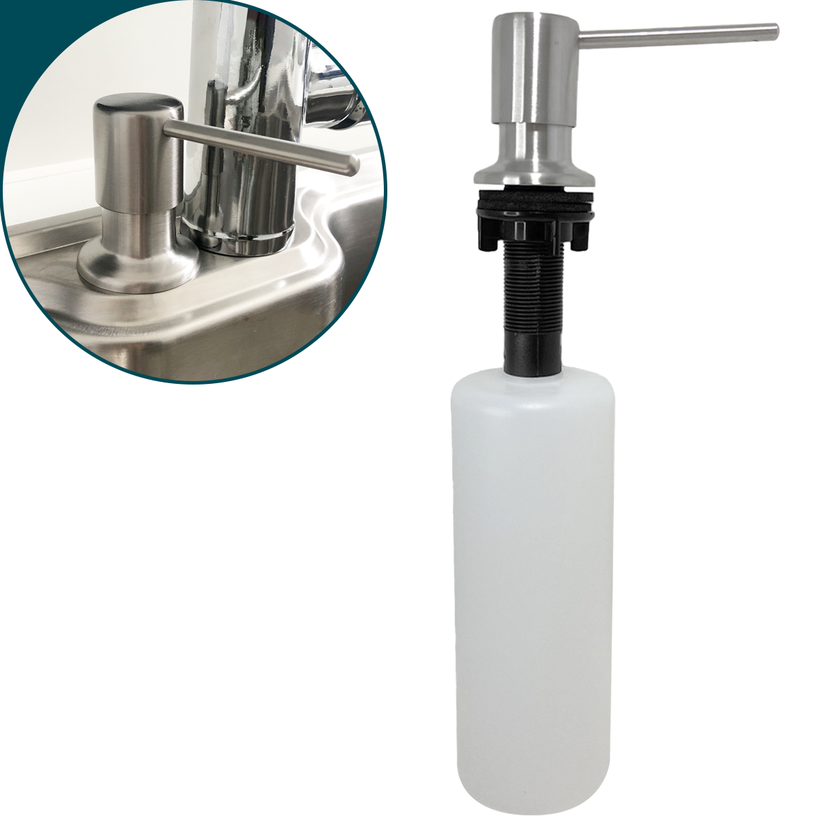 Porta Detergente Dispenser De Embutir Inox Escovado 320ml Bico Reto Porta Sabonete Liquido Para Banc - 6