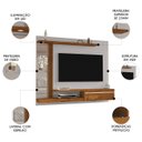 Ver imagem 3 de Painel Tv 55 Pol Bancada Suspensa 160cm Denver Off/naturalle - Bechara