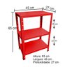 Estante de Aço Mini com 3 Prateleiras 45x27cm 45kg Coluna Bipartida Para Escritório Vermelha - 6
