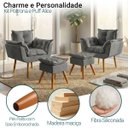 Ver imagem 2 de Kit 2 Poltronas Decorativa e 2 Puffs para Sala Recepção Manicure Consultório Quarto Tecido Suede