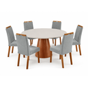 Ver imagem 1 de Conjunto Sala de Jantar Mesa Gênova 130 cm Tampo Redondo Vidro Off White com 6 Cadeir