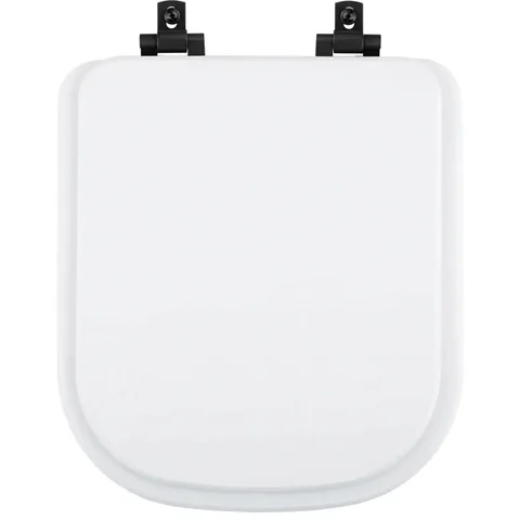 Assento Sanitário MDF Soft Close Quadra Branco para Vaso Deca com Ferragem Preta
