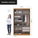 Ver imagem 2 de Guarda-Roupa 100% MDF 2 Portas de Correr 2 Gavetas 131x213x55cm Cinamomo