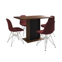 Ver imagem 6 de Mesa Jantar Londres Tampo Amêndoa 120cm Base Preta 4 Cadeiras Ferro Branco Estofado Vermelho