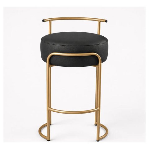 Banqueta Evans 65cm Metal Gold Assento Couríssimo