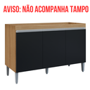 Ver imagem 3 de Balcão Gabinete de Cozinha 3 Portas 120cm Manu sem Tampo:amêndoa Preto