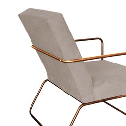 Poltrona Cadeira Malta Decorativa Sala Aramado Bronze Suede Bege - Ahazzo Móveis - 3