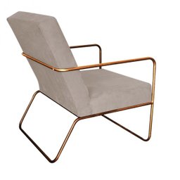 Poltrona Cadeira Malta Decorativa Sala Aramado Bronze Suede Bege - Ahazzo Móveis - 2