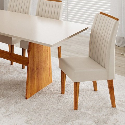 Kit com 6 Cadeiras de Jantar em MDF Encosto Bordado Nina