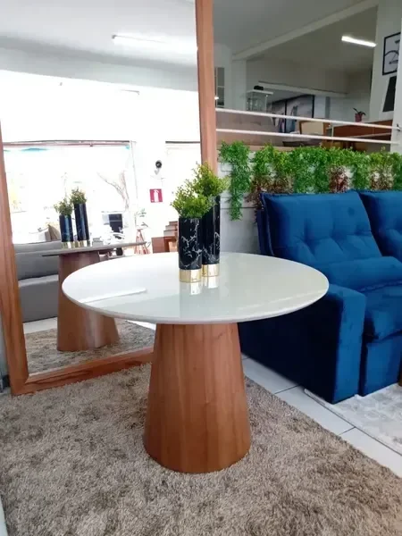 Mesa de Jantar Cone Tampo 0,90 Cm - Tampo Laqueado com Vidro - 2