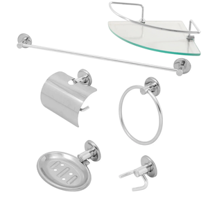 Kit Acessórios P/ Banheiro Aço Inox 6 Peças Cromado