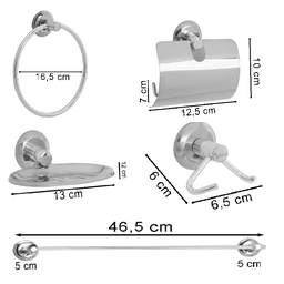 Kit Acessórios P/ Banheiro Aço Inox 6 Peças Cromado - 9