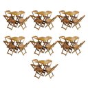 Ver imagem 1 de Kit 7 Jogos De Mesa Dobravel Com 4 Cadeiras De Madeira 70X70 Para Restaurante E Bar - Mel
