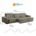 Ver imagem 5 de Sofá Retrátil Reclinável 9 Lugares 410cm com Pillow Veludo Bege Alasca Megasul