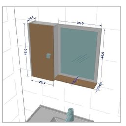 Espelheira para Banheiro 1 Porta 2 Prateleiras Gênova  - 4