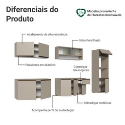 Armário de Cozinha Completa 300cm Suspenso Nice Madesa 04 - 4