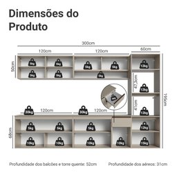 Armário de Cozinha Completa 300cm Suspenso Nice Madesa 04 - 3