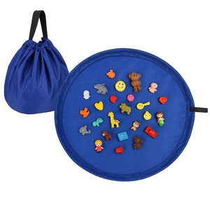 Saco Organizador Brinquedos Redondo Azul Tapete de Brincar
