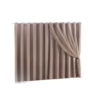 Cortina Blackout com voil 4,00x2,50 Para Varão Duplo:Avelã