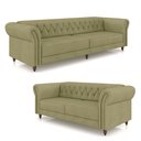 Ver imagem 2 de Conjunto de Sofá Sala de Estar Stanford Chesterfield 2 e 3 Lugares 180cm/240cm Pés Madeira Couro Fen