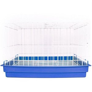 Gaiola para Mini Coelho Contrera com Bandeja Plastica Azul Zincada Prata
