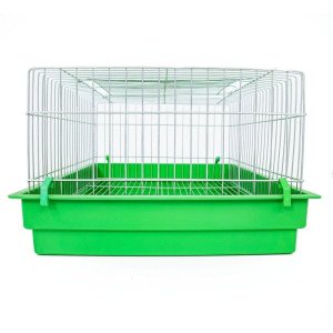 Gaiola para Mini Coelho Contrera com Bandeja Plastica Verde Zincada Prata