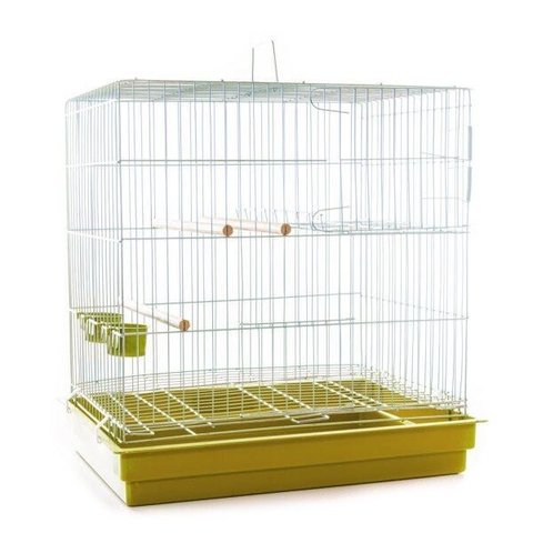 Gaiola Criadeira para Calopsita Pequena Contrera Zincada Prata com Bandeja Amarela