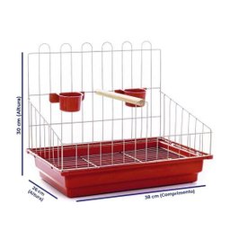 Poleiro Para Calopsita Contrera Poltrona Com Bandeja Vermelha Zincada Prata - 6