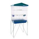 Ver imagem 1 de Viveiro para Pássaros Dobrável Pequeno Contrera Zincado Prata com Bandeja Plástica Azul