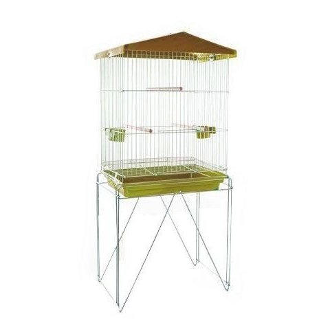 Viveiro para Pássaros Dobrável Pequeno Contrera Zincado Prata com Bandeja Plástica Amarela