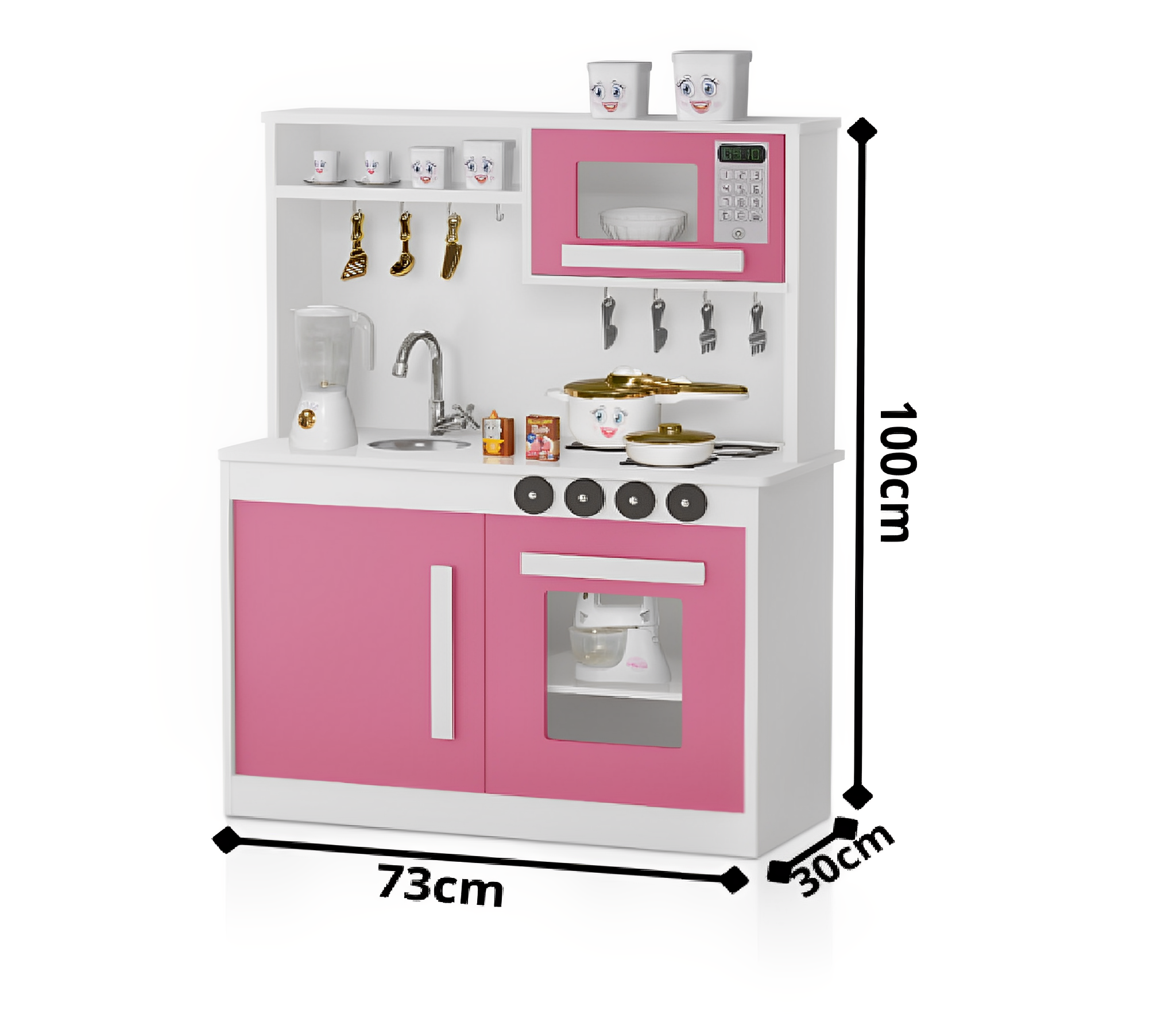 Cozinha Infantil MDF Perfeita Com Pia Inox Rosa Potente - 2