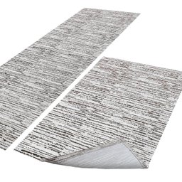 Jogo Passadeira e Capacho 1,30m X 45cm Antiderrapante 2 Peças Tear Artesanal Decoração Jacquard Cru  - 5