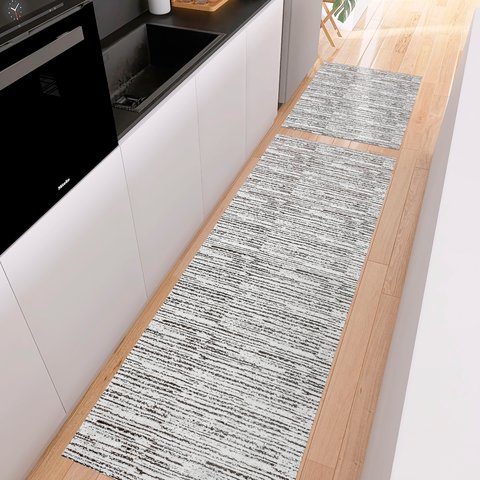 Conjunto Tapete 2 Peças Cozinha Passadeira 1,30 X 0,45 Capacho 0,65 X 0,45 Mesclado Antiderrapante