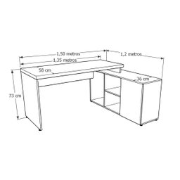 Mesa L Diretor 150x120x74cm Tampo 40mm - 3