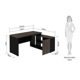 Mesa L Diretor 150x120x74cm Tampo 40mm - 2