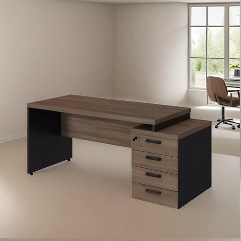 Mesa para Escritorio Presidente Reta 1,92x70m + Gaveteiro Pe 40mm + Nicho