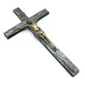 Crucifixo de Parede em Metal Jesus Cristo Prata Velha 34 cm - 1
