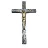 Crucifixo de Parede em Metal Jesus Cristo Prata Velha 34 cm - 3